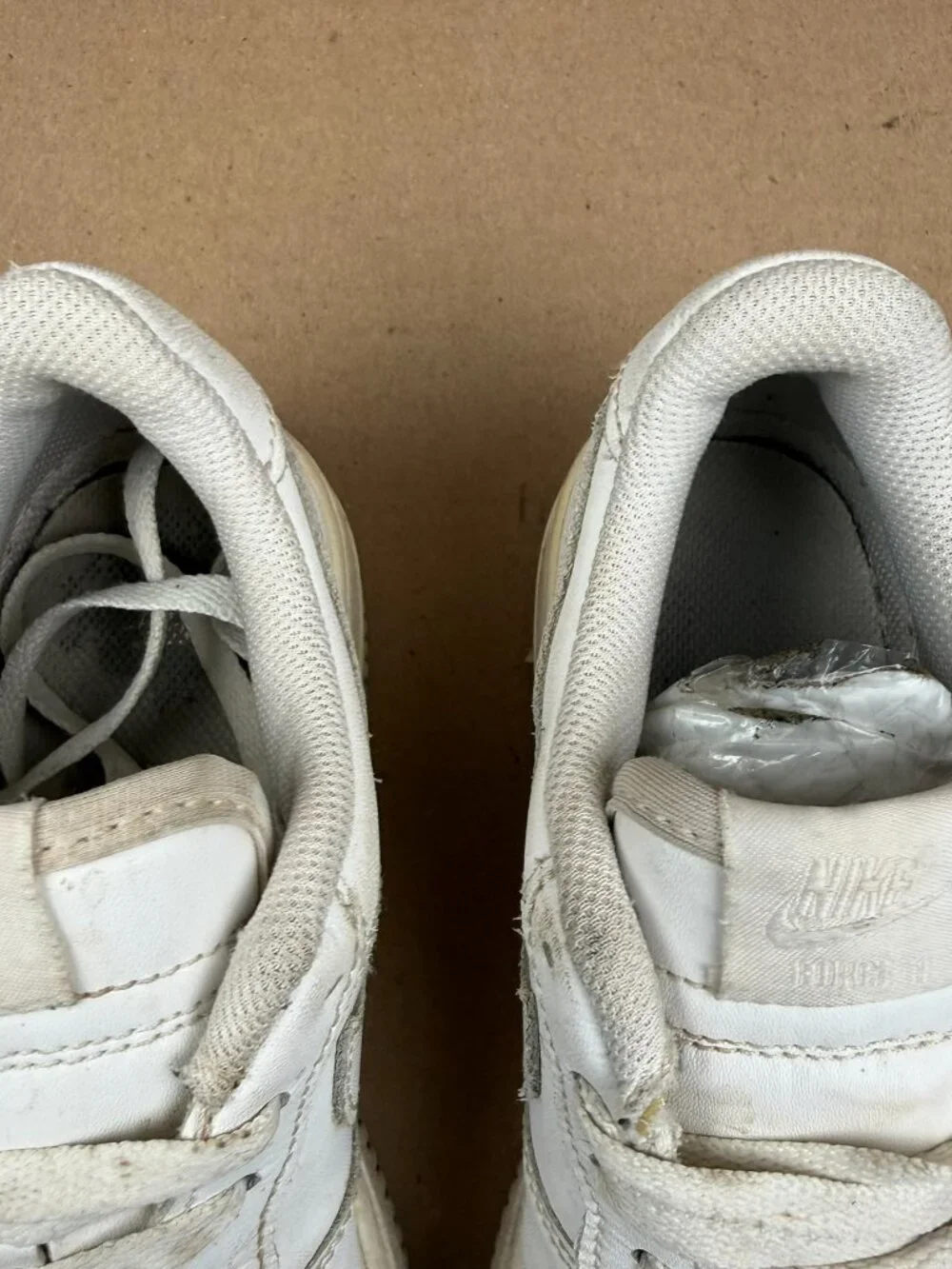 Nike Air Force 1 Youth Size 3Y Leather Sneakers long laces knot on laces stained